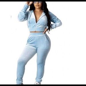 Baby blue sweatsuit set